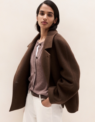 Seam-Detail Cardigan with Cashmere - Hot Cocoa