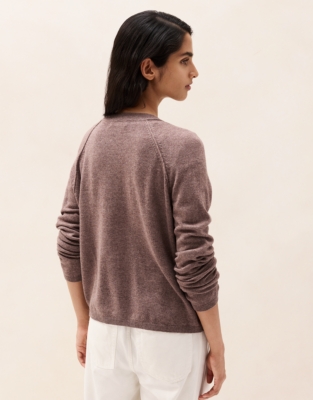 Seam-Detail Cardigan with Cashmere - Hot Cocoa