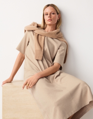Seam Detail Midi Ponte Jersey T-Shirt Dress