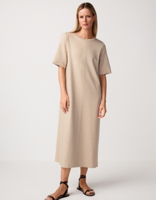 Seam Detail Midi Ponte Jersey T-Shirt Dress