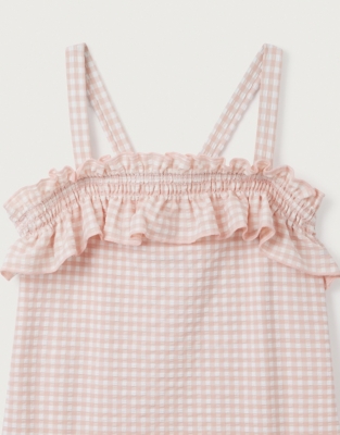 Seersucker Gingham Ruffle Swimsuit (0–18mths)