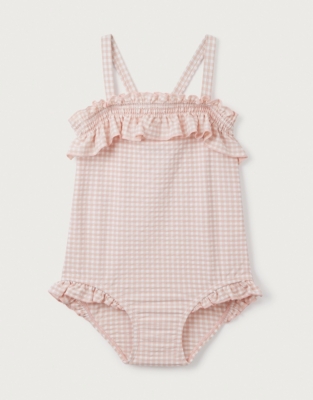 Gingham sale ruffle swimsuit