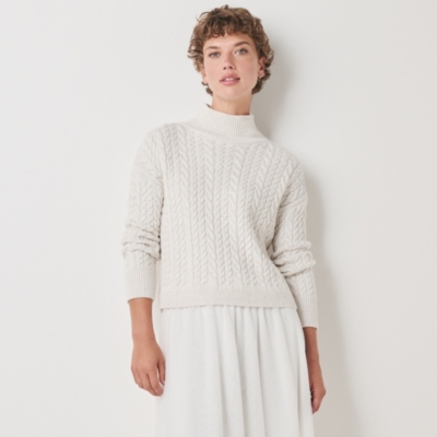 Sequin Cable Funnel Neck Jumper with Cashmere