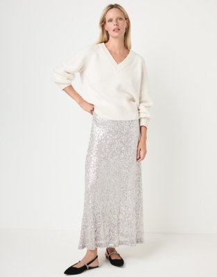 Sequin Jersey A-Line Skirt