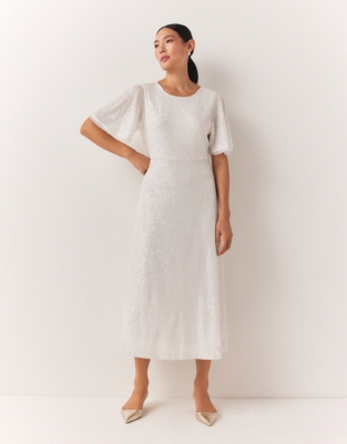 White jersey store midi dress