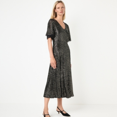 Sequin Jersey Midi Dress