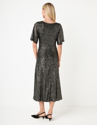 Sequin Jersey Midi Dress