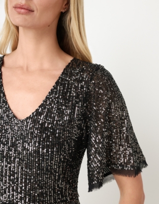 Sequin Jersey Midi Dress