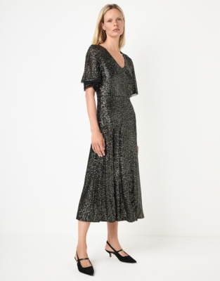 Sequin Jersey Midi Dress