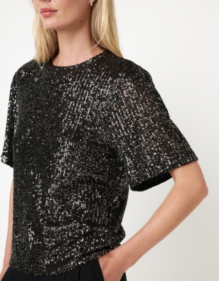 Sequin Jersey T-Shirt