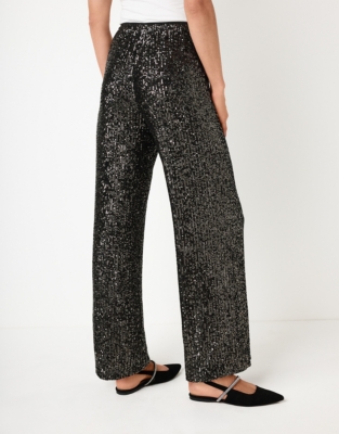 Sequin Jersey Wide Leg Trousers