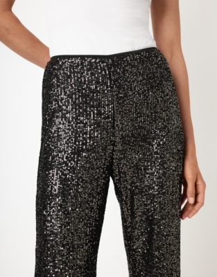 Sequin Jersey Wide Leg Trousers