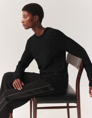 Sequin Knitted Crew Neck Jumper