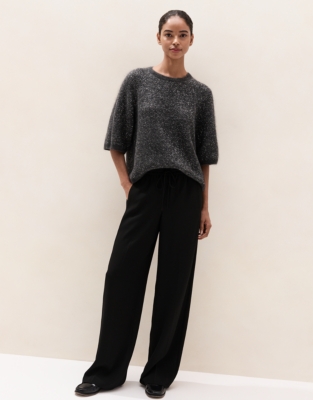 Sequin Knitted T-Shirt with Mohair
