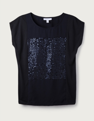 Sequin Panel T-Shirt