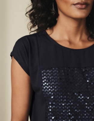 Sequin Panel T-Shirt