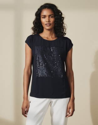 Sequin Panel T-Shirt