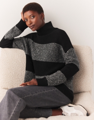 Grey funnel outlet neck jumper