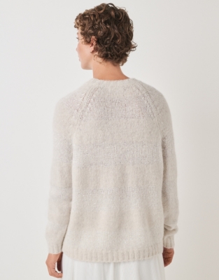 Sequin Stripe Scoop Neck Jumper with Alpaca