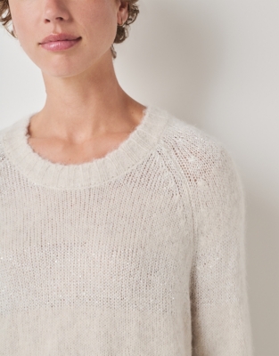 Sequin Stripe Scoop Neck Jumper with Alpaca