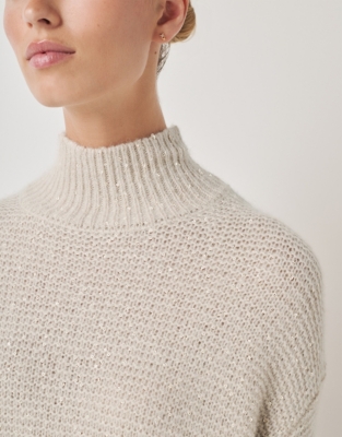 Sequin Textured Stitch Jumper with Alpaca