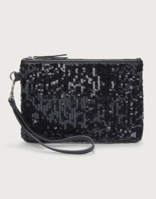 White sequin clutch online bag