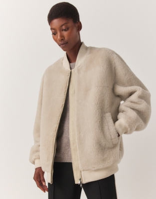 Faux sherpa bomber jacket sale