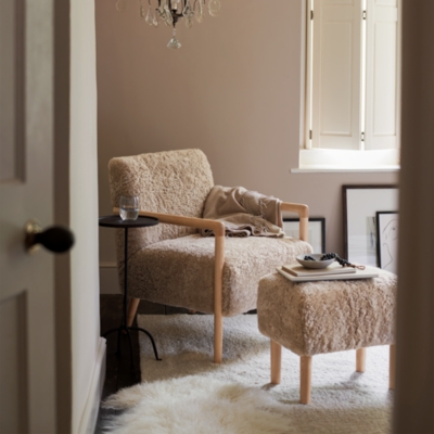 Sheepskin Chair and Footstool Set
