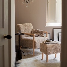 Sheepskin Chair and Footstool Set