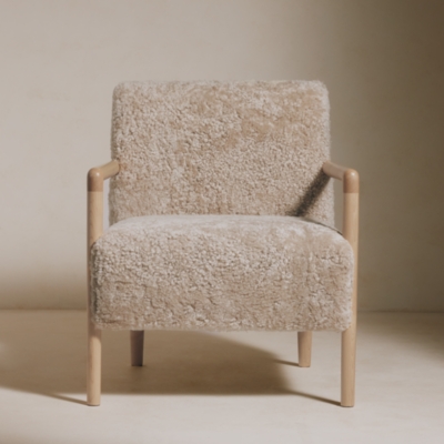 Sheepskin Chair and Footstool Set