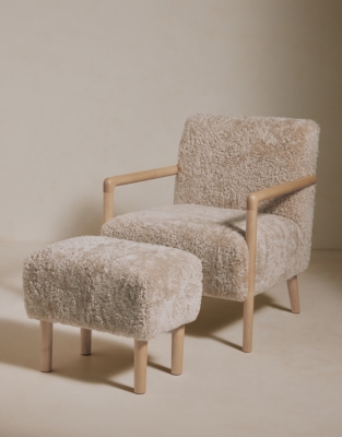 Sheepskin Chair and Footstool Set