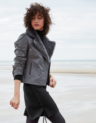 White company biker jacket sale