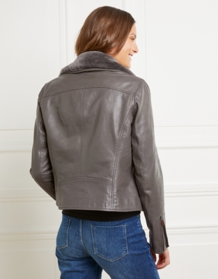 White company clearance leather jacket