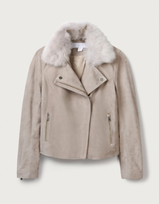 Sheepskin Trim Suede Biker | Clothing Sale | The White Company UK