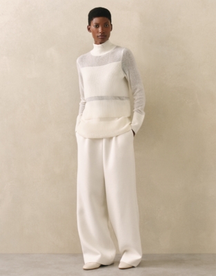 Sheer Detail Funnel Neck Jumper