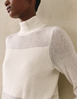 Sheer Detail Funnel Neck Jumper