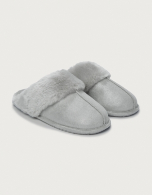 white company fluffy slippers