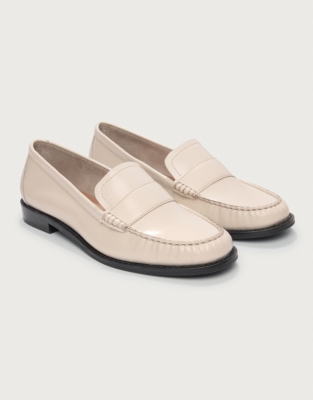 Shiny Leather Ruched Loafers