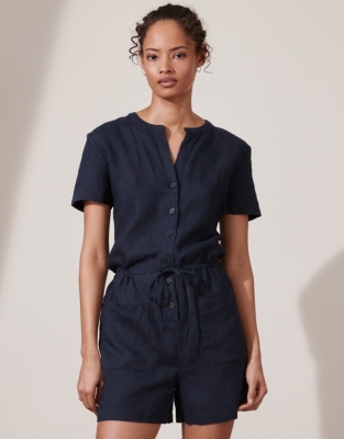 Short Linen Jumpsuit | Holiday Shop | The White Company UK