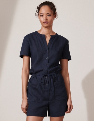 Short Linen Jumpsuit Holiday Shop The White Company UK