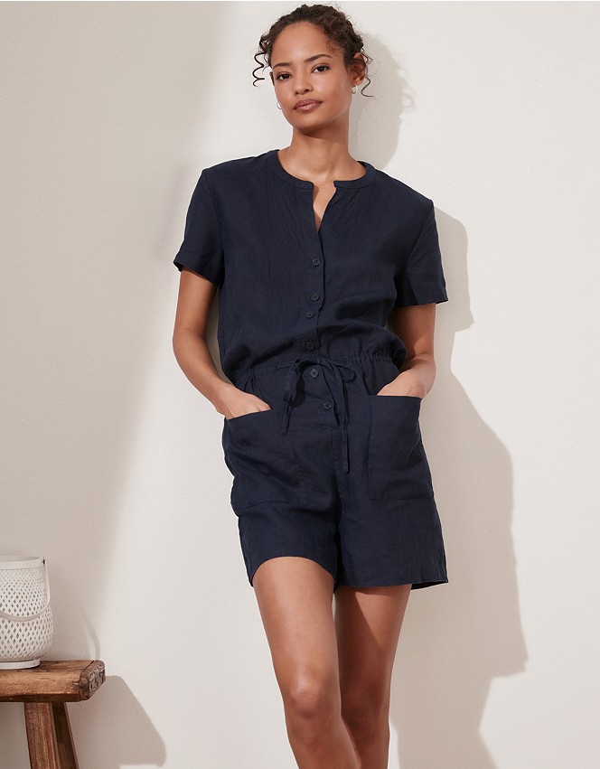 Short Linen Jumpsuit | Holiday Shop | The White Company UK