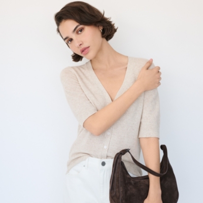 Short Sleeve Cardigan with Cashmere