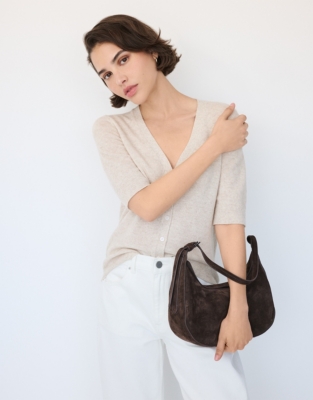 Short Sleeve Cardigan with Cashmere