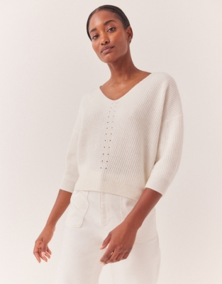 Short Sleeve Ribbed Jumper with Cashmere