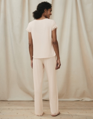 ShortSleeve VNeck Lace Pajama Set Pajamas The White Company US