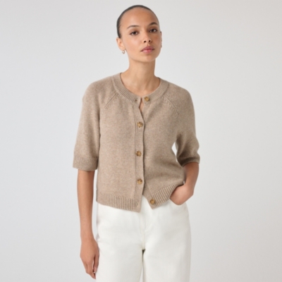 Short Sleeved Cropped Cardigan with Wool