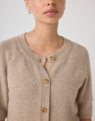 Short Sleeved Cropped Cardigan with Wool