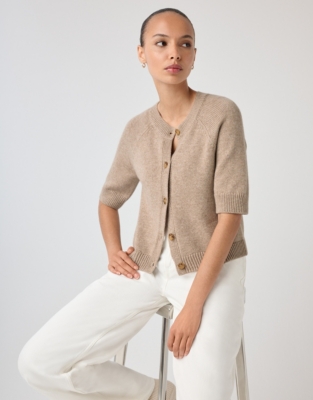 Short Sleeved Cropped Cardigan with Wool