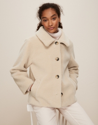 Mango teddy coat clearance white