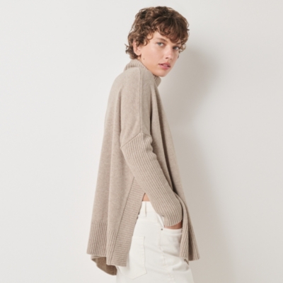 Side Panel Rollneck Jumper with Cashmere